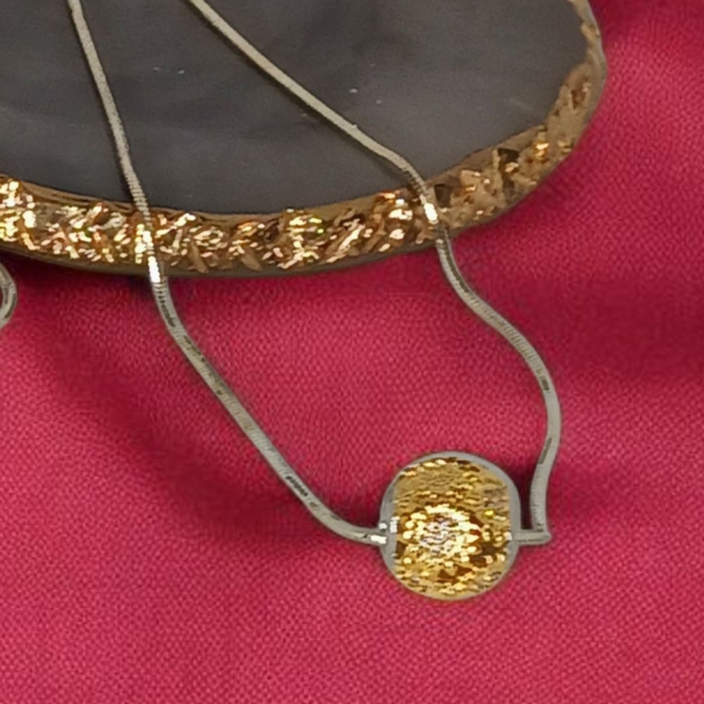 Vintage Silver Gold Bead Charm Necklace Countryside Prep Mixed Metals Grunge 90s